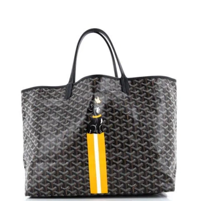Pre-owned Goyard  Goyard Saint Louis Tote Printed Coated Canvas Gm In Black