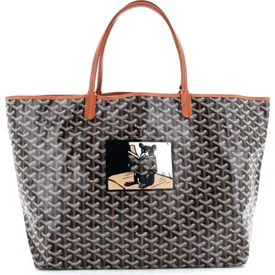 Pre-owned Goyard  Goyard Saint Louis Tote Printed Coated Canvas Gm In Brown