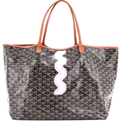 Pre-owned Goyard  Goyard Saint Louis Tote Printed Coated Canvas Gm In Brown