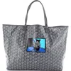 Pre-owned Goyard  Goyard Saint Louis Tote Printed Coated Canvas Gm In Gray
