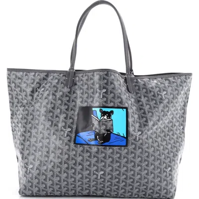 Pre-owned Goyard  Goyard Saint Louis Tote Printed Coated Canvas Gm In Gray