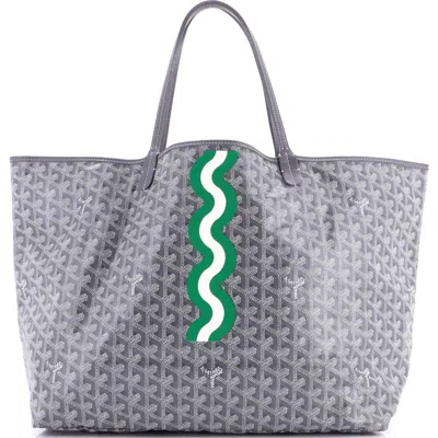 Pre-owned Goyard  Goyard Saint Louis Tote Printed Coated Canvas Gm In Gray