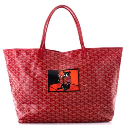 Pre-owned Goyard  Goyard Saint Louis Tote Printed Coated Canvas Gm In Red