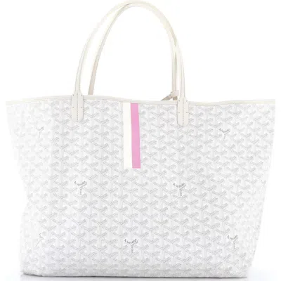 Pre-owned Goyard  Goyard Saint Louis Tote Printed Coated Canvas Gm In White