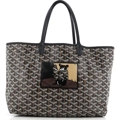 Pre-owned Goyard  Goyard Saint Louis Tote Printed Coated Canvas Pm In Black