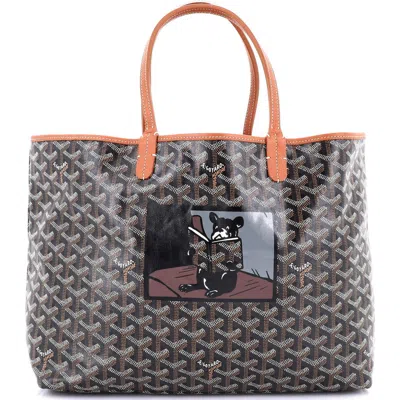 Pre-owned Goyard  Goyard Saint Louis Tote Printed Coated Canvas Pm In Black