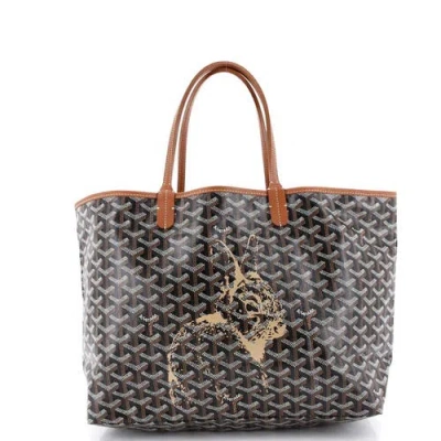 Pre-owned Goyard  Goyard Saint Louis Tote Printed Coated Canvas Pm In Brown