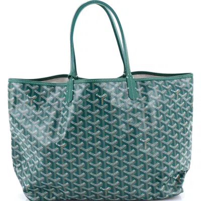Pre-owned Goyard  Goyard Saint Louis Tote Printed Coated Canvas Pm In Green