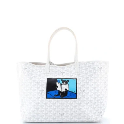 Pre-owned Goyard  Goyard Saint Louis Tote Printed Coated Canvas Pm In White