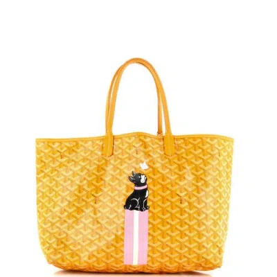 Pre-owned Goyard  Goyard Saint Louis Tote Printed Coated Canvas Pm In Yellow