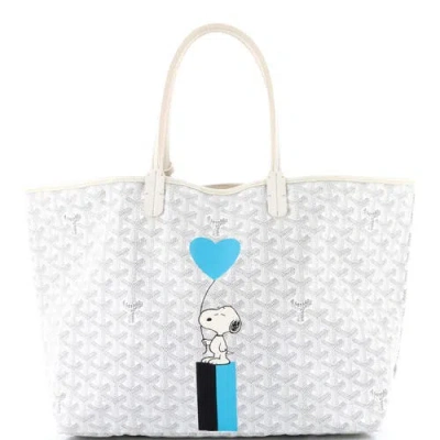 Pre-owned Goyard  Goyard Saint Louis Tote Snoopy Printed Coated Canvas Pm In White