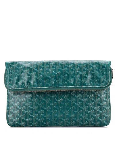 Pre-owned Goyard  Goyard Saint Marie Clutch Coated Canvas In Green