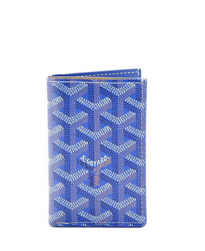 Pre-owned Pre-owned Goyard  Goyard Saint Pierre Card Case Coated Canvas In Blue