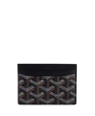 Pre-owned Pre-owned Goyard  Goyard Saint Sulpice Card Holder Coated Canvas In Black