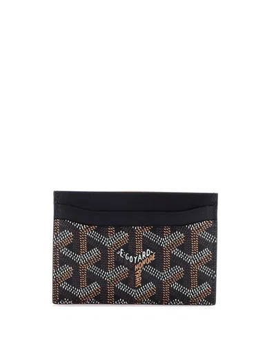 Pre-owned Pre-owned Goyard  Goyard Saint Sulpice Card Holder Coated Canvas In Black