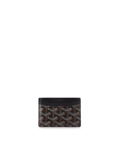 Pre-owned Pre-owned Goyard  Goyard Saint Sulpice Card Holder Coated Canvas In Black
