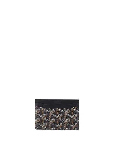 Pre-owned Pre-owned Goyard  Goyard Saint Sulpice Card Holder Coated Canvas In Black