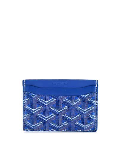 Pre-owned Pre-owned Goyard  Goyard Saint Sulpice Card Holder Coated Canvas In Blue