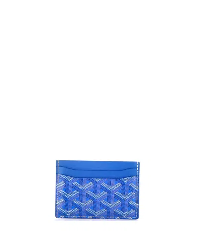 Pre-owned Pre-owned Goyard  Goyard Saint Sulpice Card Holder Coated Canvas In Blue