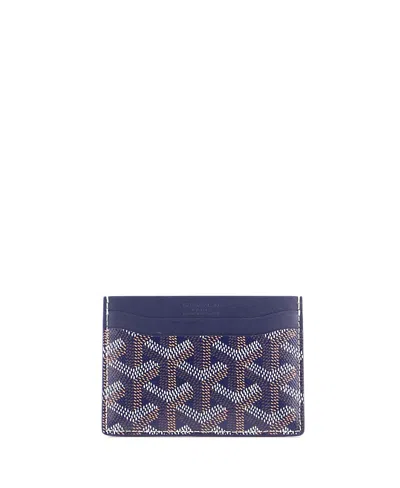 Pre-owned Pre-owned Goyard  Goyard Saint Sulpice Card Holder Coated Canvas In Blue