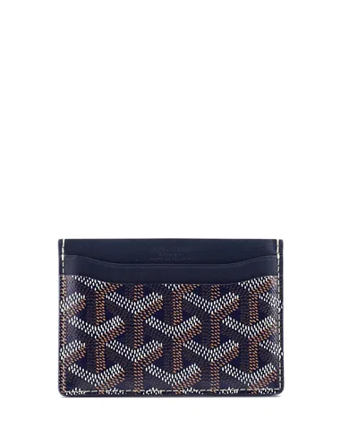 Pre-owned Pre-owned Goyard  Goyard Saint Sulpice Card Holder Coated Canvas In Blue