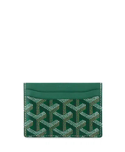 Pre-owned Pre-owned Goyard  Goyard Saint Sulpice Card Holder Coated Canvas In Green