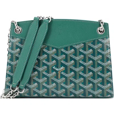 Pre-owned Goyard  Goyard Structured Rouette Chain Shoulder Bag Coated Canvas Mini In Green
