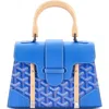 Pre-owned Goyard  Goyard Structured Saigon Top Handle Bag Coated Canvas With Leather Mini In Blue