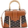 Pre-owned Goyard  Goyard Structured Saigon Top Handle Bag Coated Canvas With Leather Mini In Brown