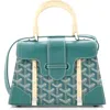 Pre-owned Goyard  Goyard Structured Saigon Top Handle Bag Coated Canvas With Leather Mini In Green