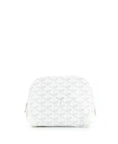 Pre-owned Pre-owned Goyard  Goyard Vendome Cosmetic Pouch Coated Canvas In White