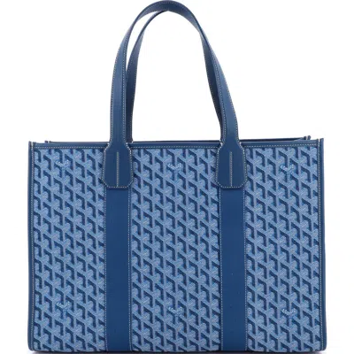 Pre-owned Goyard  Goyard Villette Tote Coated Canvas Mm In Blue