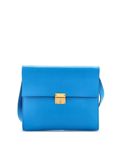 Pre-owned Pre-owned Hermes  Hermes 16 Clic Wallet On Strap Chevre Mysore In Blue