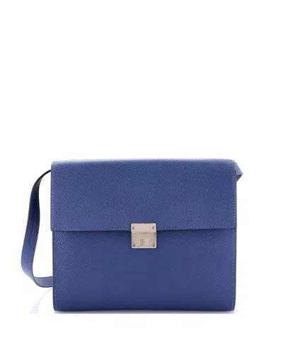 Pre-owned Pre-owned Hermes  Hermes 16 Clic Wallet On Strap Epsom In Blue