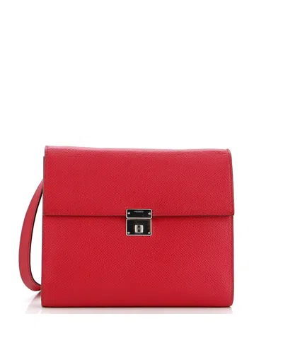 Pre-owned Pre-owned Hermes  Hermes 16 Clic Wallet On Strap Epsom In Pink