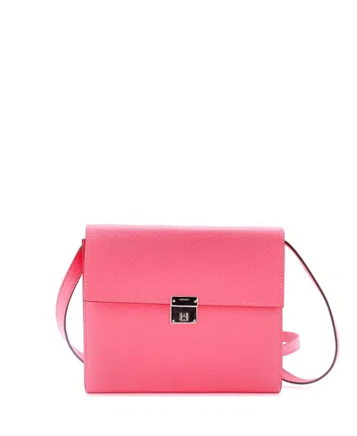 Pre-owned Pre-owned Hermes  Hermes 16 Clic Wallet On Strap Epsom In Pink
