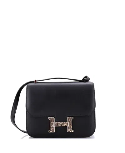 Pre-owned Pre-owned Hermes  Hermes 18 Constance Marquette Bag Monsieur With Lizard In Black
