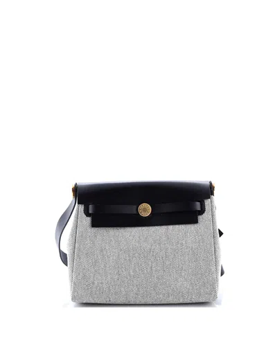 Pre-owned Pre-owned Hermes  Hermes 20 Herbag Zip Toile And Leather In Black