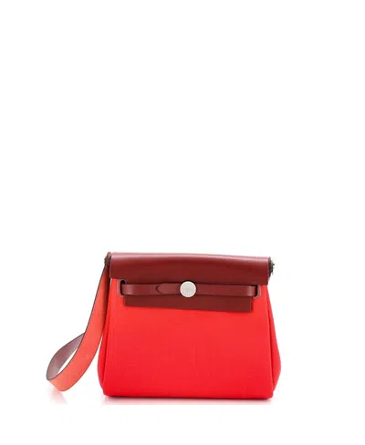 Pre-owned Pre-owned Hermes  Hermes 20 Herbag Zip Toile And Leather In Red