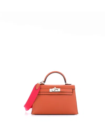 Pre-owned Pre-owned Hermes  Hermes 20 Kelly Mini Ii Amazone Handbag Brown Chevre Mysore With Palladium Hardware