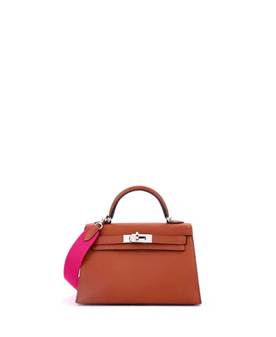 Pre-owned Pre-owned Hermes  Hermes 20 Kelly Mini Ii Amazone Handbag Brown Chevre Mysore With Palladium Hardware