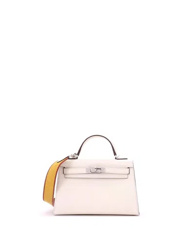 Pre-owned Pre-owned Hermes  Hermes 20 Kelly Mini Ii Amazone Handbag Light Epsom With Palladium Hardware In Neutral