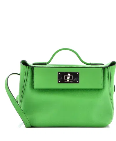 Pre-owned Pre-owned Hermes  Hermes 21 24/24 Bag Evercolor With Swift In Green