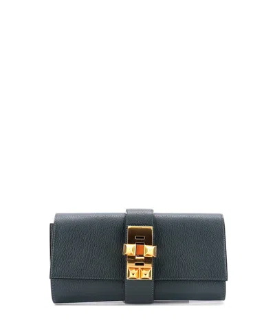 Pre-owned Pre-owned Hermes  Hermes 23 Medor Clutch Chevre Mysore In Green
