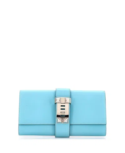 Pre-owned Hermes  Hermes 23 Medor Clutch Tadelakt In Blue