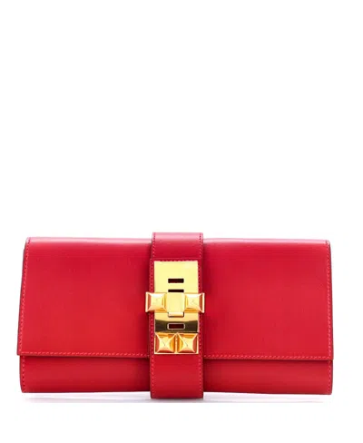 Pre-owned Pre-owned Hermes  Hermes 23 Medor Clutch Tadelakt In Red