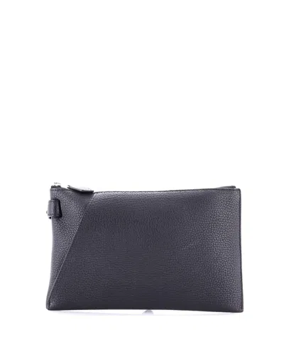 Pre-owned Hermes  Hermes 24 Cabavertige Pouch Leather In Black