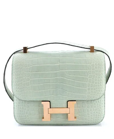 Pre-owned Pre-owned Hermes  Hermes 24 Constance Bag Matte Alligator In Green