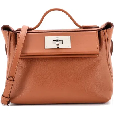 Pre-owned Hermes  Hermes 24/24 Bag Evercolor With Swift 21 In Burgundy