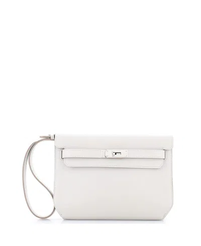 Pre-owned Hermes  Hermes 25 Kelly Depeches Pouch Evercolor In Gray
